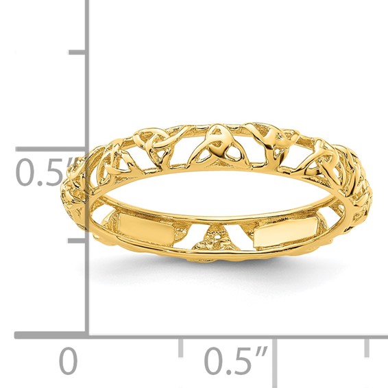 Sterling Silver Stackable Expressions Yellow-plated Celtic Knot Ring