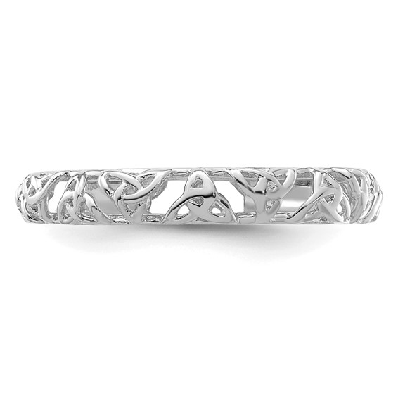 Sterling Silver Stackable Expressions Rhodium Celtic Knot Ring