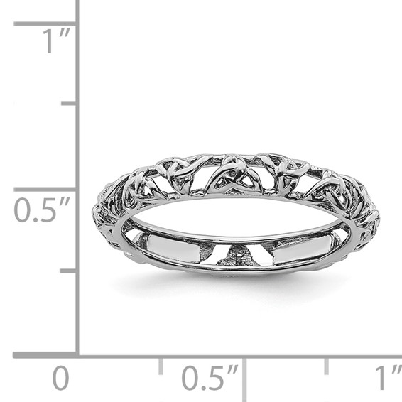 Sterling Silver Stackable Expressions Rhodium Celtic Knot Ring