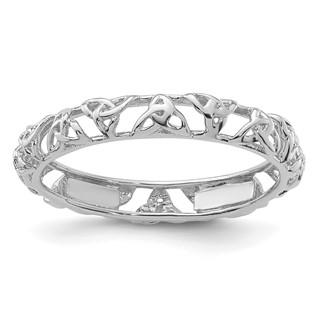 Sterling Silver Stackable Expressions Rhodium Celtic Knot Ring