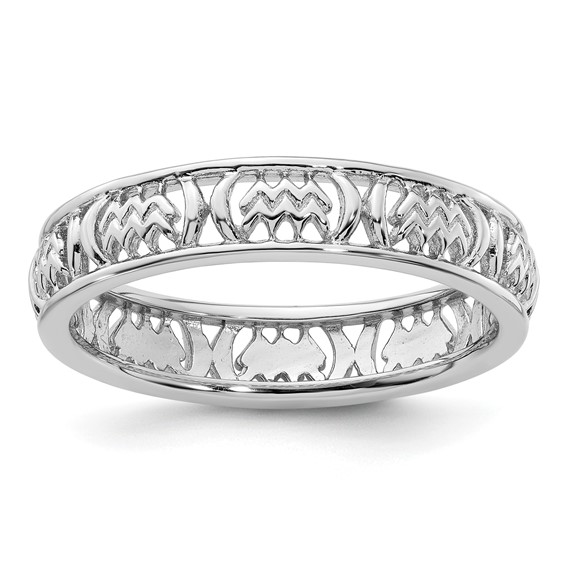 Sterling Silver Stackable Expressions Aquarius Zodiac Ring