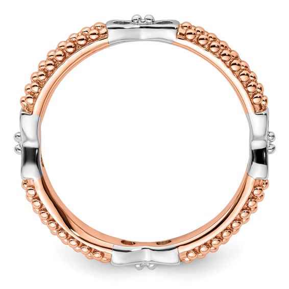 Sterling Silver Stackable Expressions Rose Gold-plated Polished Ring