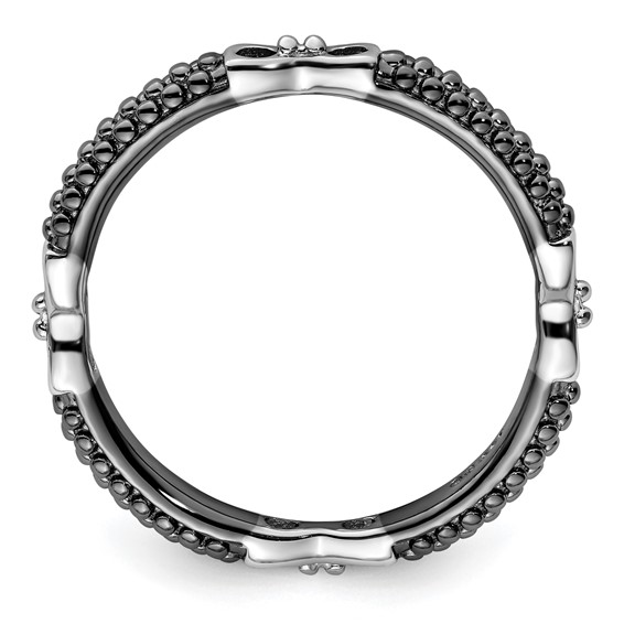 SS Stackable Expressions Ruthenium & Rhod-plated Polished Ring