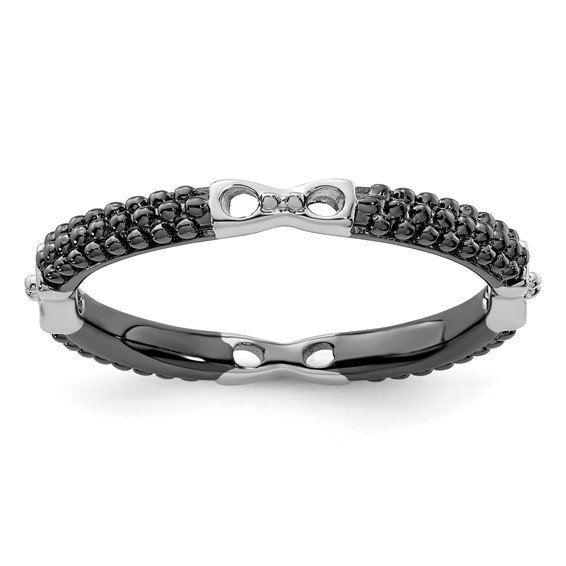 SS Stackable Expressions Ruthenium & Rhod-plated Polished Ring