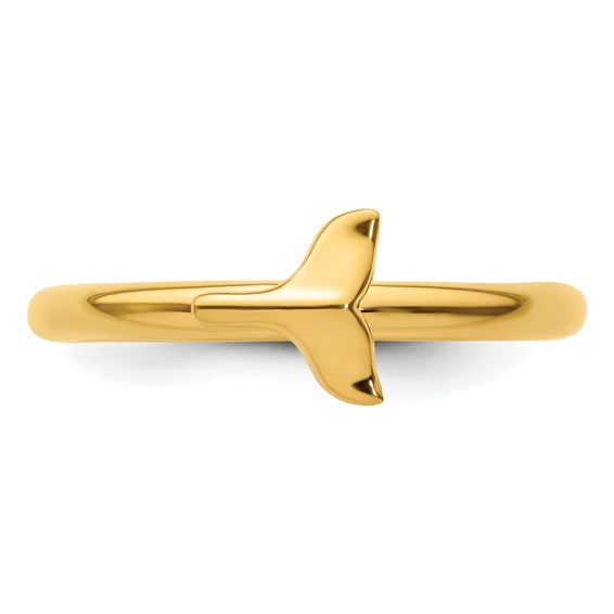 Sterling Silver Stackable Expressions Gold-plated Polished Whale Tail Ring