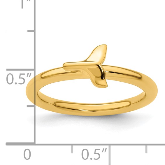Sterling Silver Stackable Expressions Gold-plated Polished Whale Tail Ring