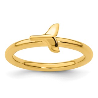 Sterling Silver Stackable Expressions Gold-plated Polished Whale Tail Ring