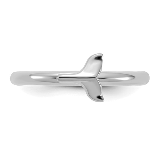Sterling Silver Stackable Expressions Rhodium-plated Whale Tail Ring