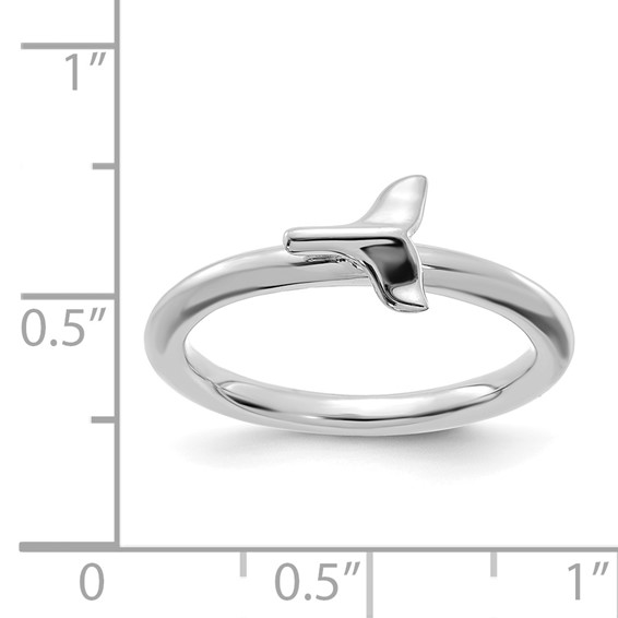 Sterling Silver Stackable Expressions Rhodium-plated Whale Tail Ring