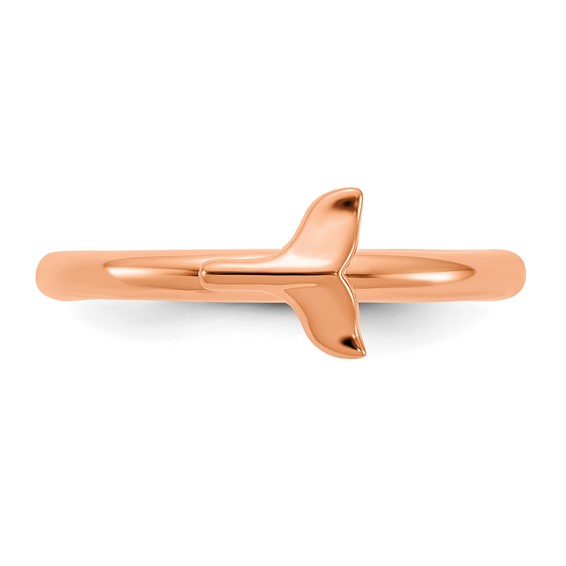 Sterling Silver Stackable Expressions Rose Gold-plated Whale Tail Ring
