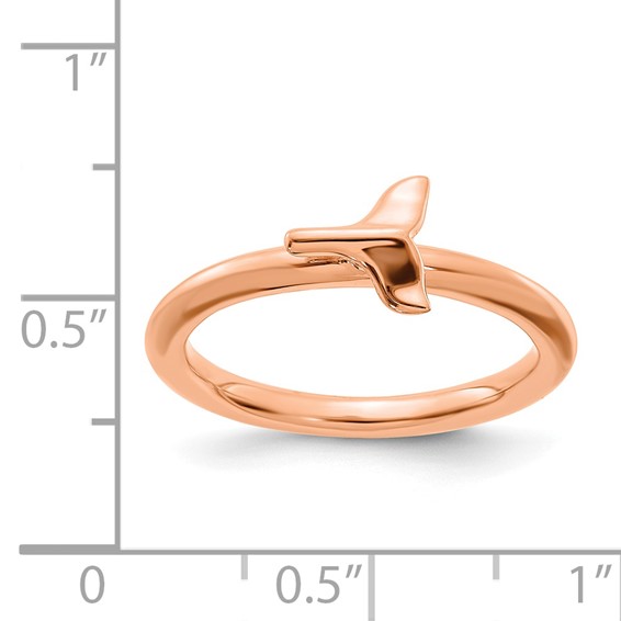Sterling Silver Stackable Expressions Rose Gold-plated Whale Tail Ring