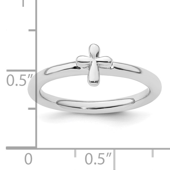 Sterling Silver Stackable Expressions Rhodium-Plated Cross Ring
