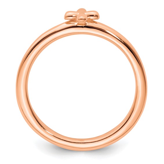 Sterling Silver Stackable Expressions Rose Gold-plated Cross Ring
