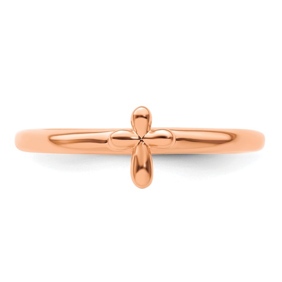 Sterling Silver Stackable Expressions Rose Gold-plated Cross Ring