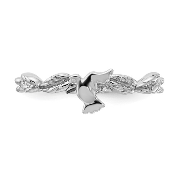 Sterling Silver Stackable Expressions Rhodium-plated Polished Dove Ring