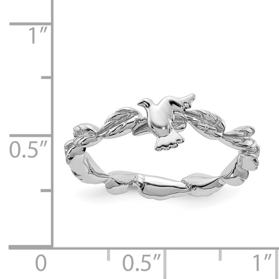 Sterling Silver Stackable Expressions Rhodium-plated Polished Dove Ring