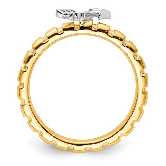 Sterling Silver Stackable Expressions Gold & Rhod-plate Arrow Ring