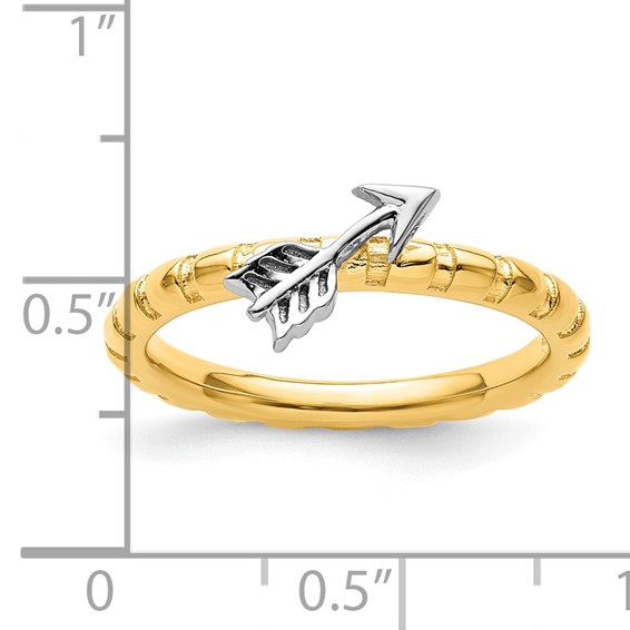 Sterling Silver Stackable Expressions Gold & Rhod-plate Arrow Ring