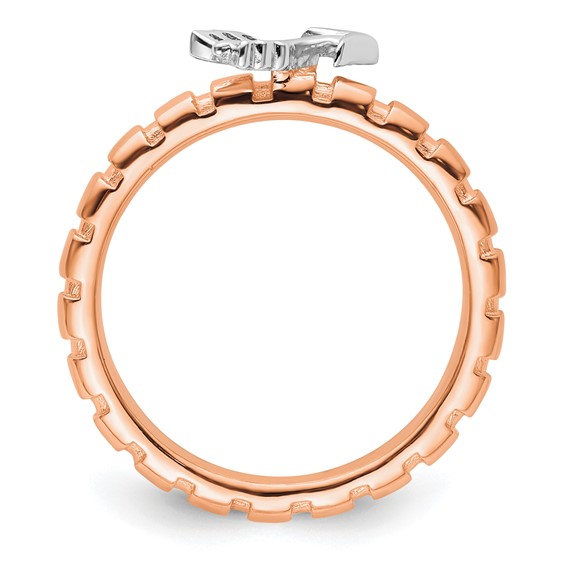 Sterling Silver Stackable Expressions Rose Gold & Rhod-plate Arrow Ring