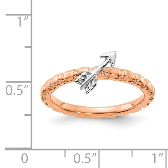 Sterling Silver Stackable Expressions Rose Gold & Rhod-plate Arrow Ring