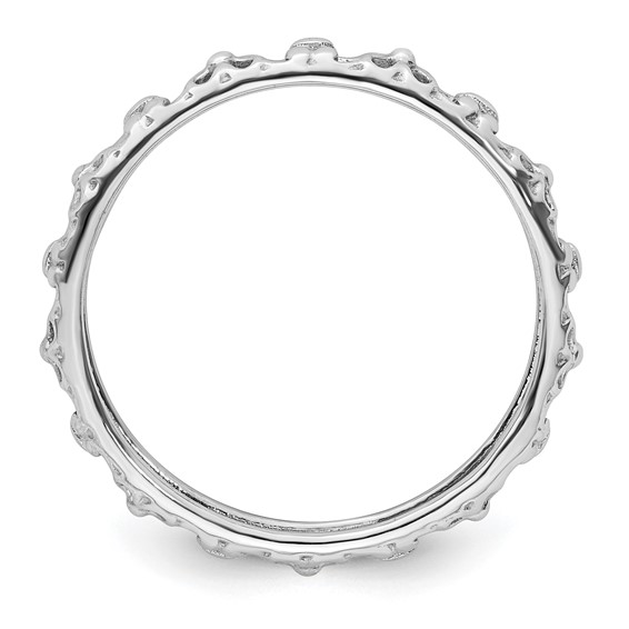 Sterling Silver Stackable Expressions Rhodium-plated Flower/Butterfly Ring