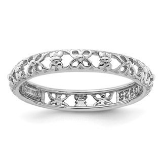 Sterling Silver Stackable Expressions Rhodium-plated Flower/Butterfly Ring