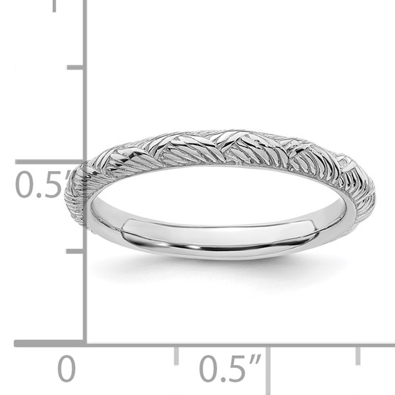 Sterling Silver Stackable Expressions Rhodium-plated Polished Ring
