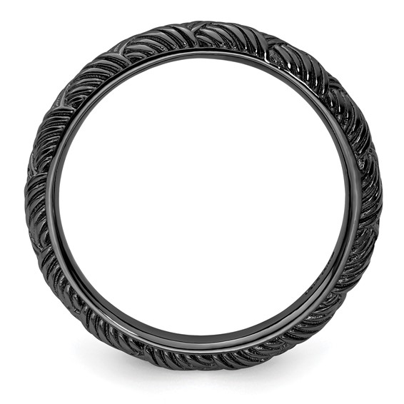 Sterling Silver Stackable Expressions Ruthenium Polished Ring