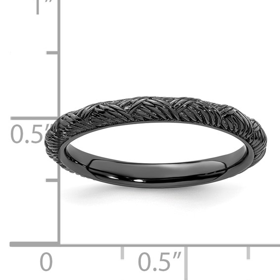 Sterling Silver Stackable Expressions Ruthenium Polished Ring