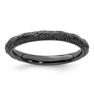 Sterling Silver Stackable Expressions Ruthenium Polished Ring