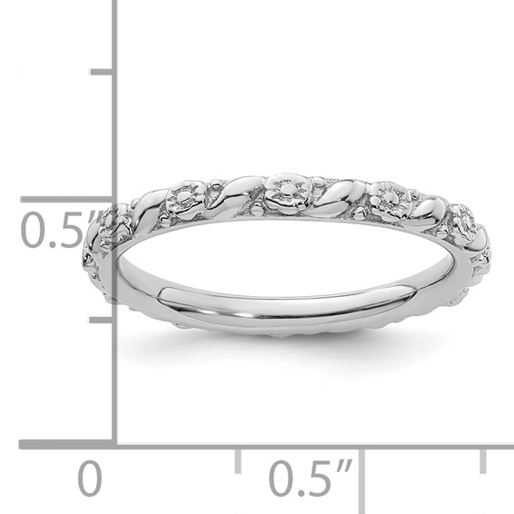 Sterling Silver Stackable Expressions Rhodium-plated Polished Flower Ring
