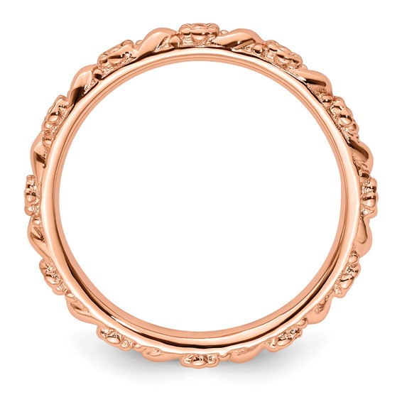 Sterling Silver Stackable Expressions Rose Gold-plated Flower Ring