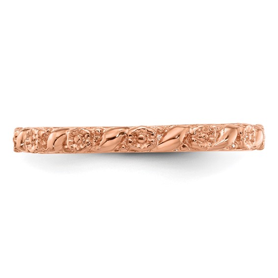 Sterling Silver Stackable Expressions Rose Gold-plated Flower Ring
