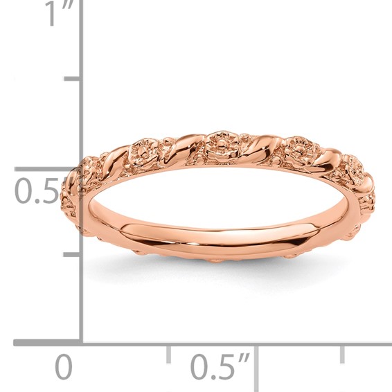 Sterling Silver Stackable Expressions Rose Gold-plated Flower Ring