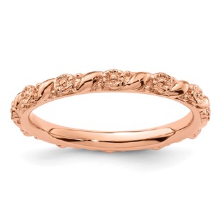Sterling Silver Stackable Expressions Rose Gold-plated Flower Ring