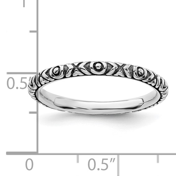 Sterling Silver Stackable Expressions Antiqued Polished Ring