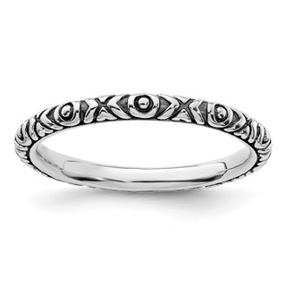 Sterling Silver Stackable Expressions Antiqued Polished Ring