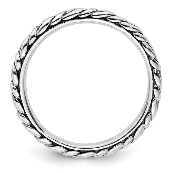 Sterling Silver Stackable Expressions Antiqued Patterned Ring