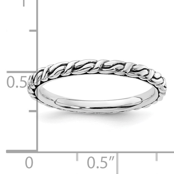 Sterling Silver Stackable Expressions Antiqued Patterned Ring