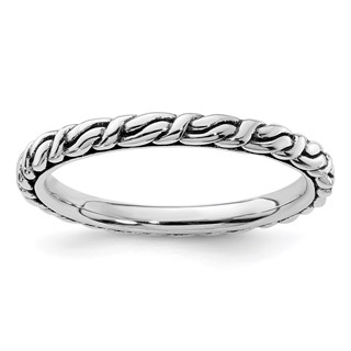 Sterling Silver Stackable Expressions Antiqued Patterned Ring