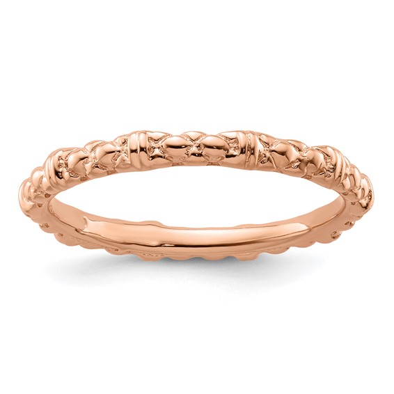 Sterling Silver Stackable Expressions Pink-plated Cable Ring