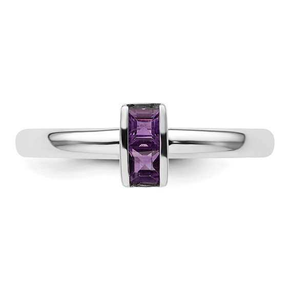 Sterling Silver Stackable Expressions Amethyst Ring