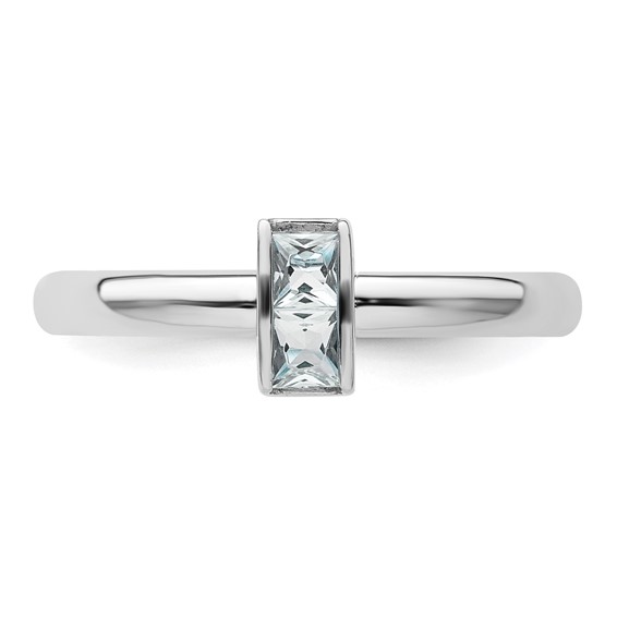 Sterling Silver Stackable Expressions Aquamarine Ring