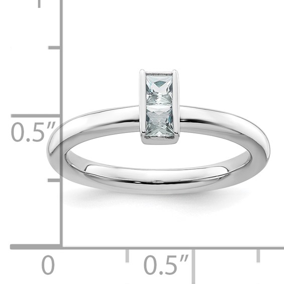 Sterling Silver Stackable Expressions Aquamarine Ring