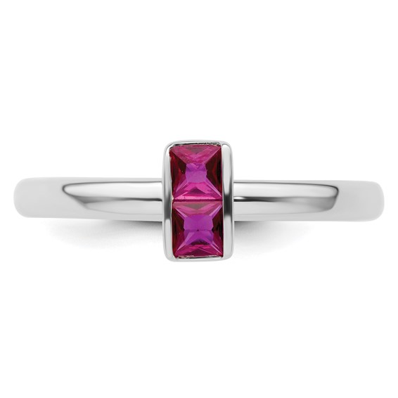 Sterling Silver Stackable Expressions Created Ruby Ring