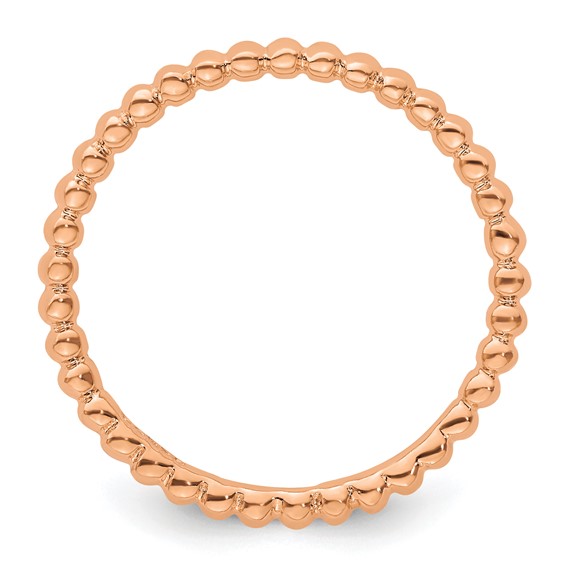 Sterling Silver Stackable Expressions Pink-plated Beaded Ring