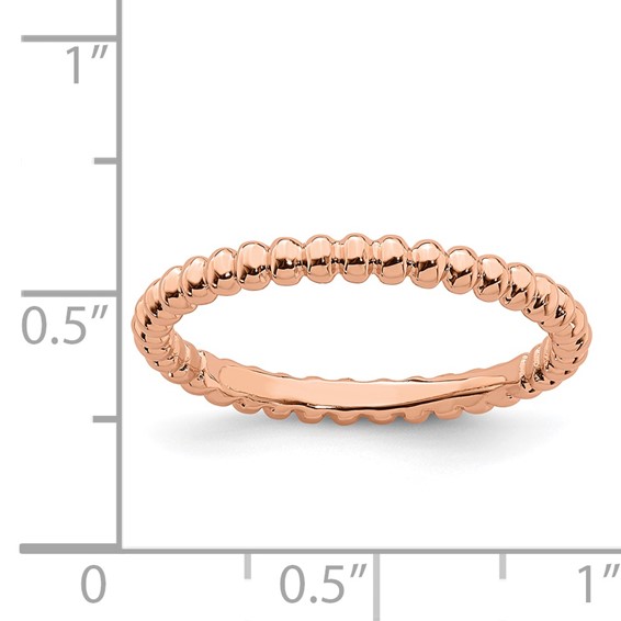 Sterling Silver Stackable Expressions Pink-plated Beaded Ring