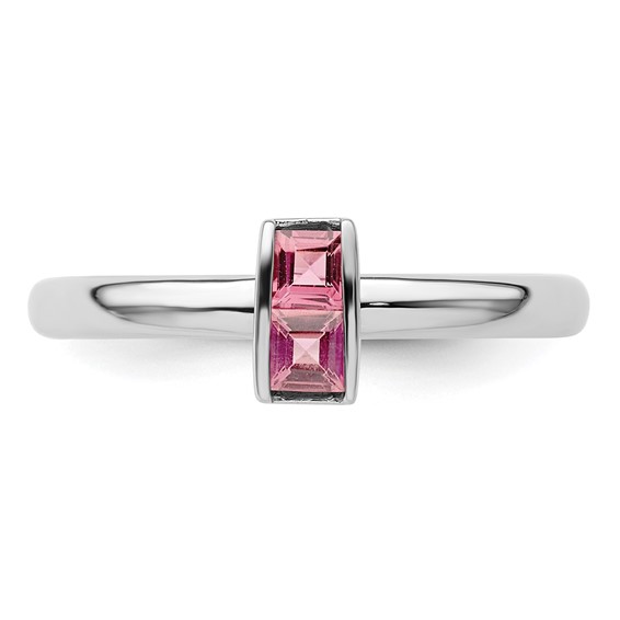 Sterling Silver Stackable Expressions Pink Tourmaline Ring