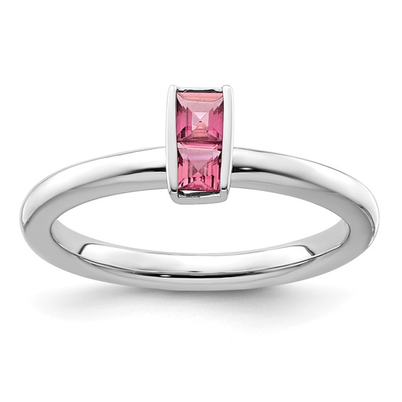 Sterling Silver Stackable Expressions Pink Tourmaline Ring