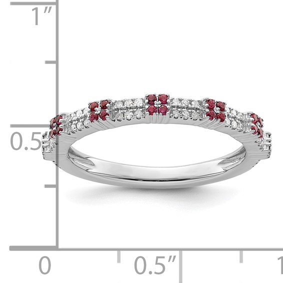 Sterling Silver Stackable Expressions Created Ruby & Diamond Ring